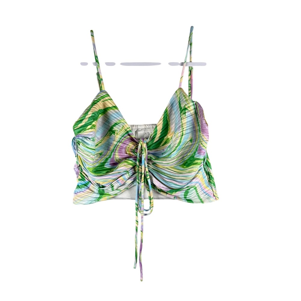 ASTR The Label Womens M Cami Crop Top Multi Color Swirl Retro Festival Rave